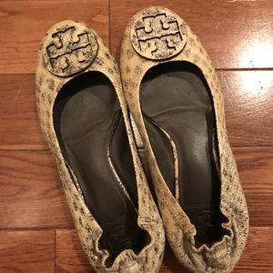 Tory Burch snakeskin Reva flats 7.5